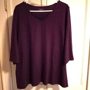 Women's 3/4 sleeve Catherine's Purple Knit Top 1X 18W - 20W Plus Size - Stretch